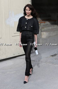 CHANEL 13S Black Pearl Button Mesh Jacket Skirt Suit 40 シャネル ブラック・メッシュ・パールボタン・ジャケット - シャネル TC JAPAN