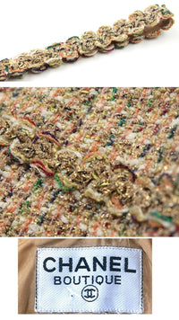 CHANEL 94S Vintage Gold Beige Tweed Dress 38 シャネル スーパーモデルのゴールド ツイード ワンピース 即発