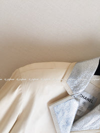 CHANEL 12C ivory Creme Lambskin Leather Jacket with Silver Collars 38 シャネル アイボリー・レザー・ジャケット即発