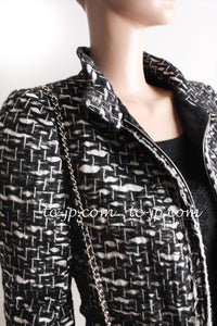 CHANEL 10PF Black White Zipper Stand Collar Jacket Coat 42 シャネル ブラック ホワイト ジッパー スタンド襟 ジャケット コート 即発