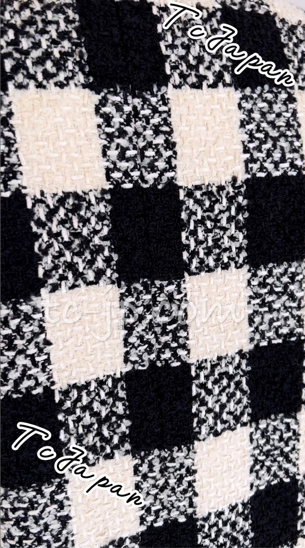 CHANEL 16PF Ivory Black Wool Silk Double Tweed Coat 34 36 38 40 シャネル アイボリー ブラック ウール シルク チェック ツイード コート メンズも!即発