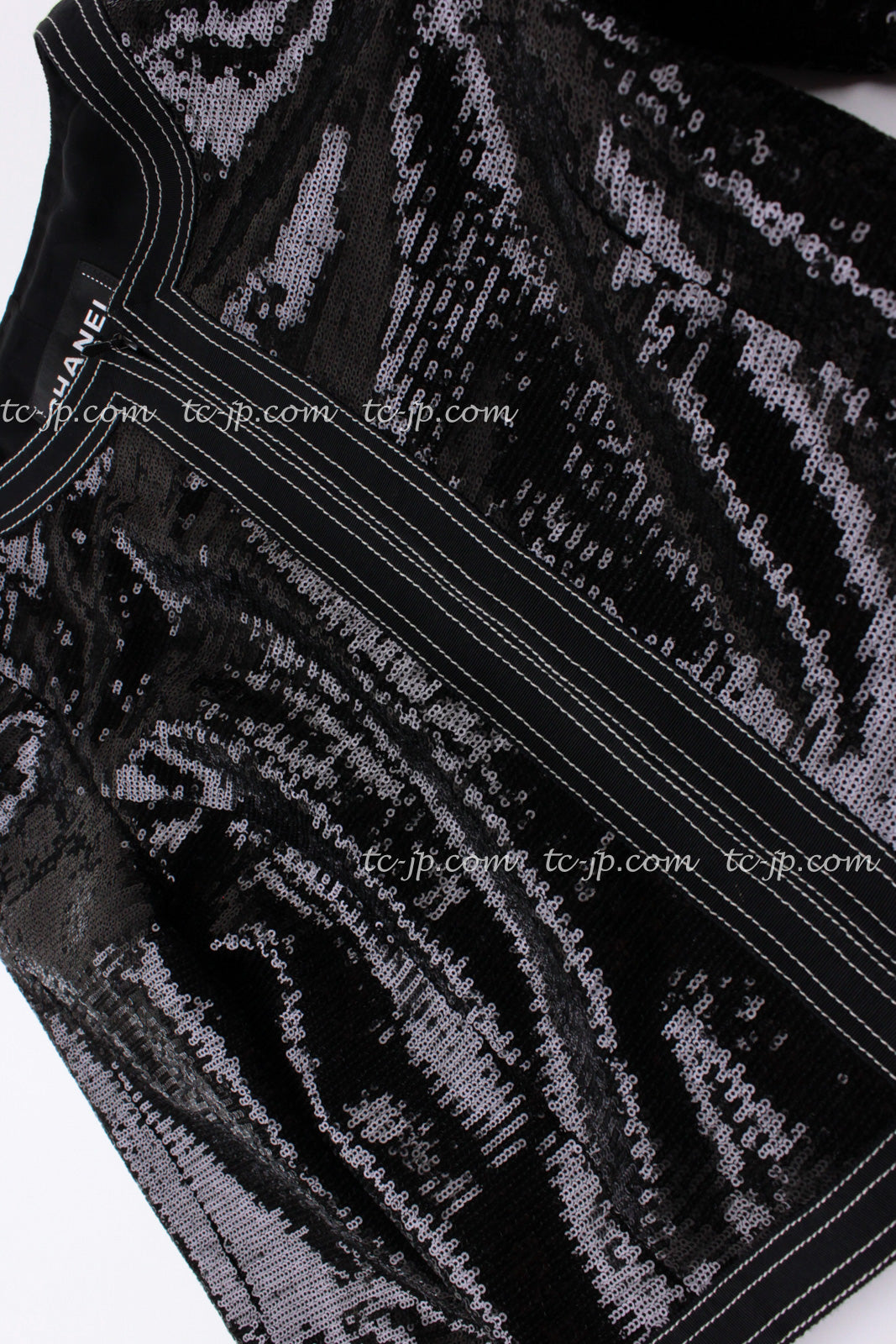 CHANEL 13C Black Sequins Cropped Party Zipper Jacket Keira Knightley 34 36 シャネル ブラック スパンコール クロップド丈 パーディー ジッパー ジャケット キーラ・ナイトレイ 着用 即発