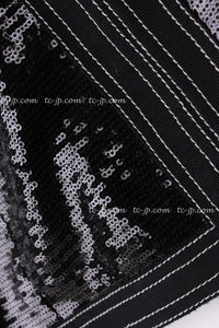 CHANEL 13C Black Sequins Cropped Party Zipper Jacket Keira Knightley 34 36 シャネル ブラック スパンコール クロップド丈 パーディー ジッパー ジャケット キーラ・ナイトレイ 着用 即発