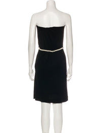 CHANEL 09S Black Navy Pearl Belt Strapless Cocktail Dress 38 シャネル パールベルト・チューブワンピース 即発
