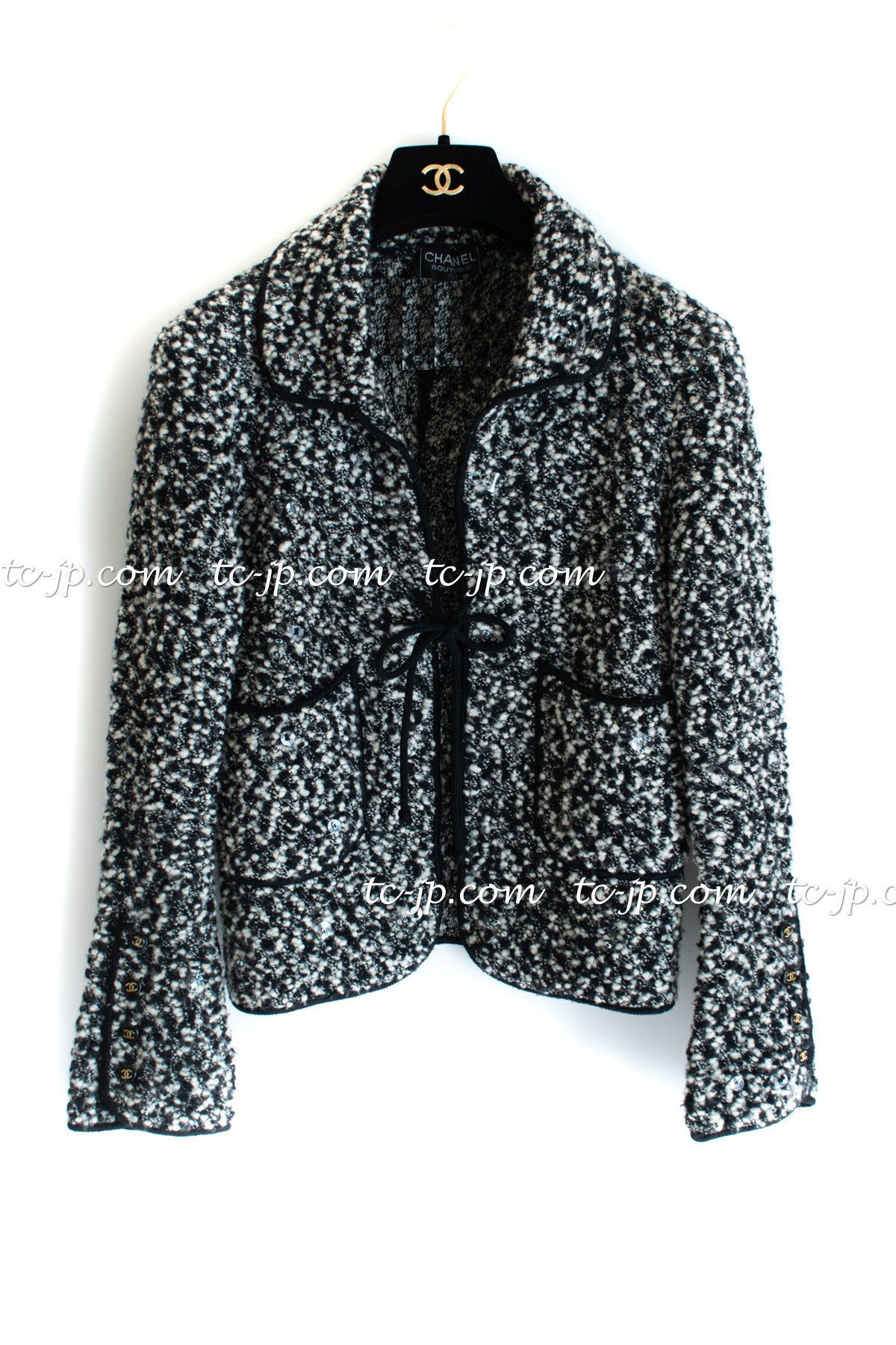 CHANEL 94A Black White Cardigan Jacket & Dress Set 38 シャネル ブラック・ホワイト・カーディガン・ジャケット&ワンピース 即発