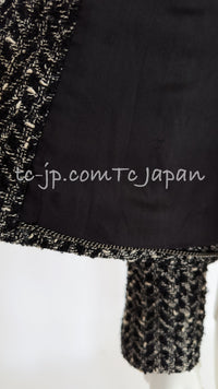 CHANEL 97A Vintage Black Gray Chevron Tweed Jacket Skirt Suit 36 38 40 シャネル ヴィンテージ ブラック グレー シェブロン ツイード ジャケット スカート スーツ 即発