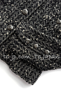 CHANEL 97A Vintage Black Gray Chevron Tweed Jacket Skirt Suit 36 38 40 シャネル ヴィンテージ ブラック グレー シェブロン ツイード ジャケット スカート スーツ 即発