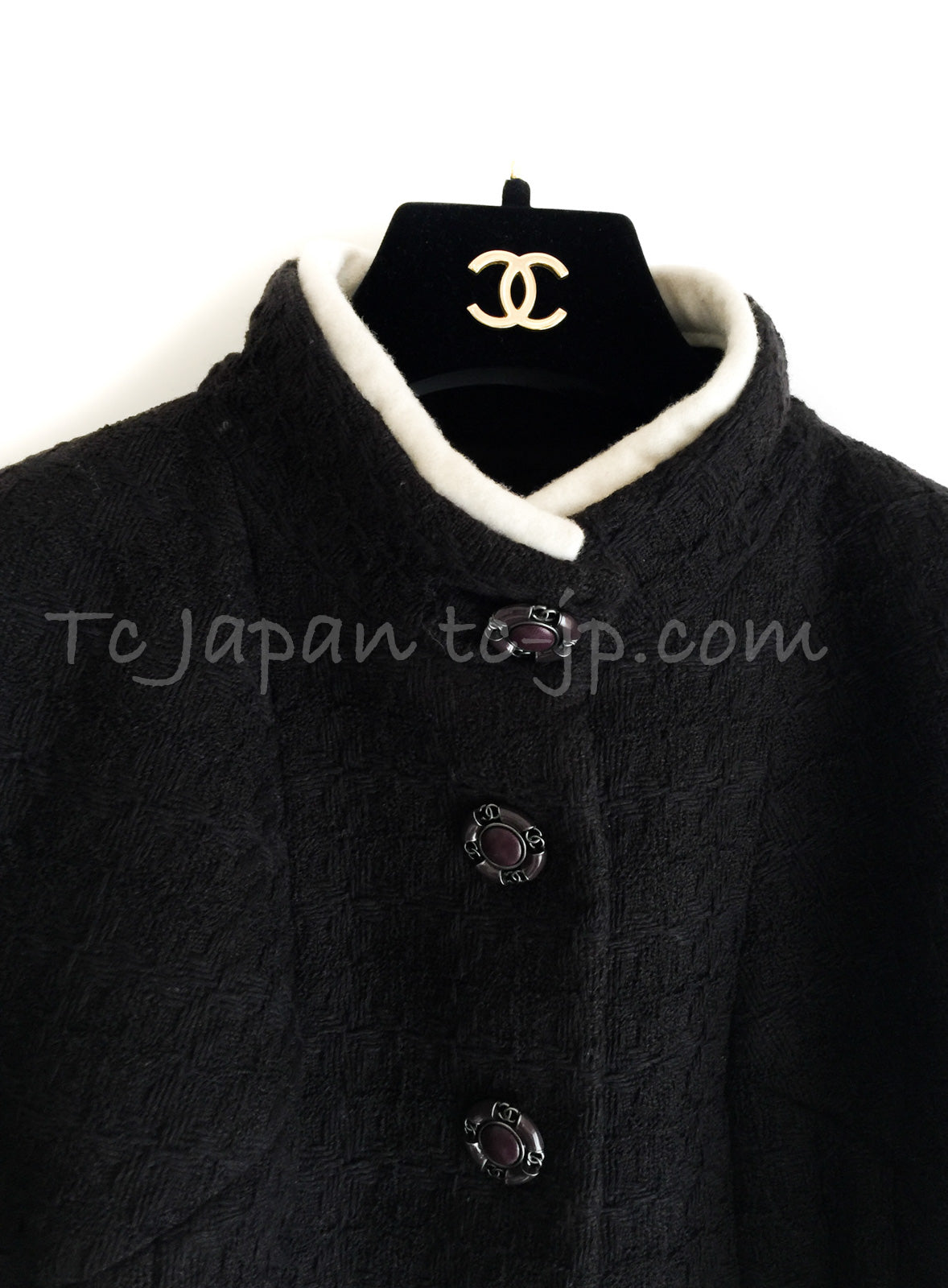 CHANEL 18PA 18B Brown Wool 100 Stand Collar Pleated Tweed Jacket 42 シャネル ブラウン ウール 100 スタンド カラー プリーツ ツイード ジャケット 即発