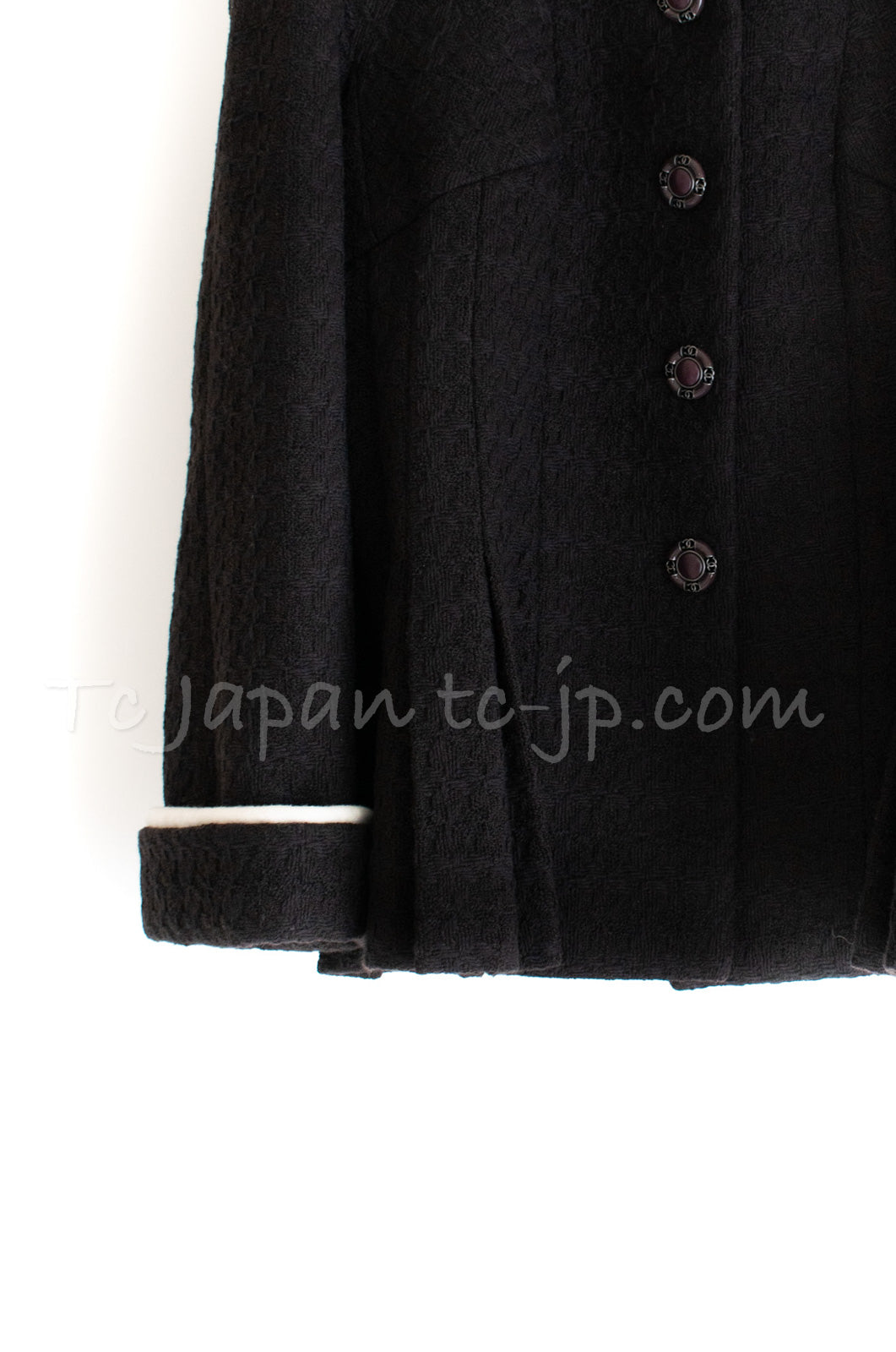 CHANEL 18PA 18B Brown Wool 100 Stand Collar Pleated Tweed Jacket 42 シャネル ブラウン ウール 100 スタンド カラー プリーツ ツイード ジャケット 即発