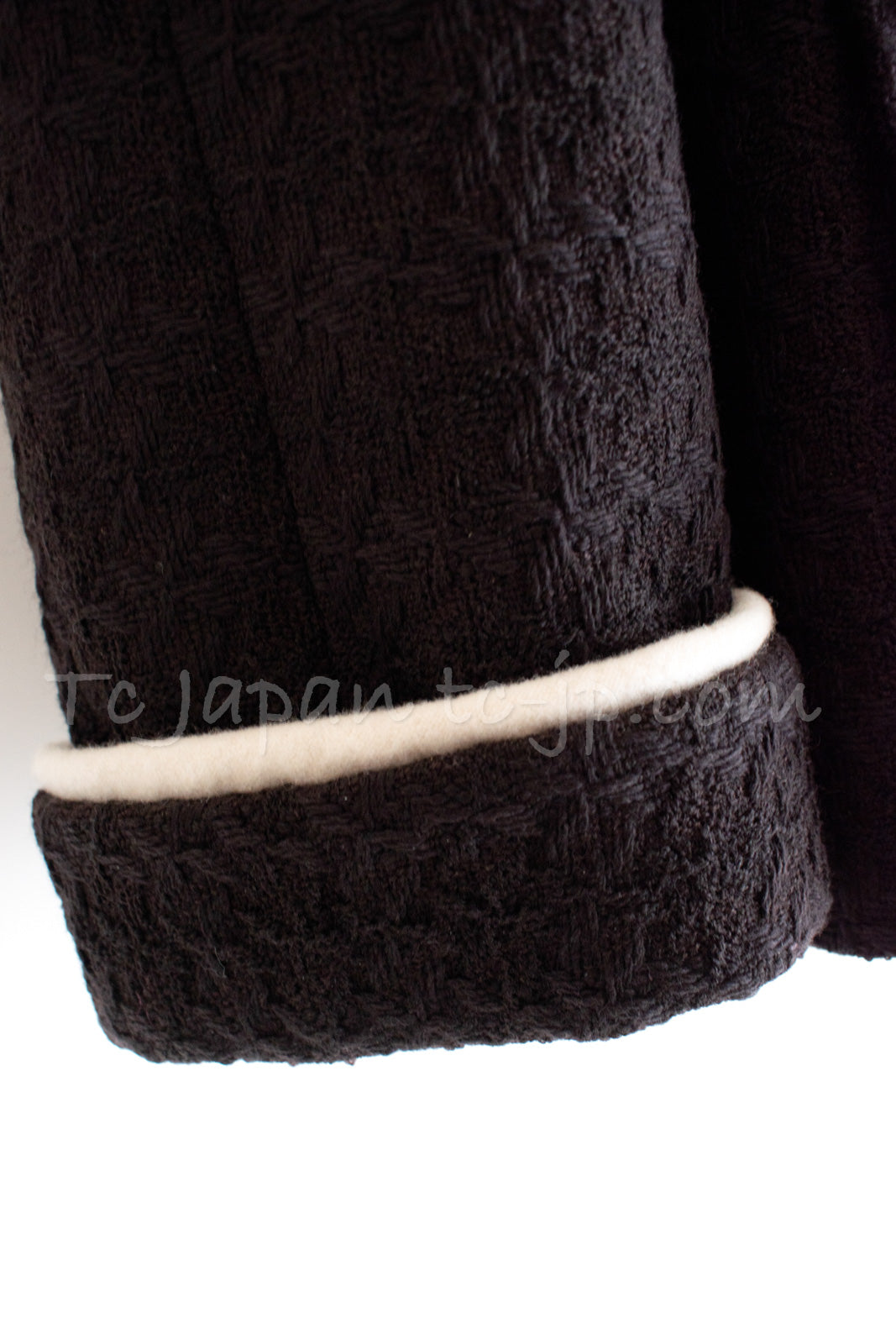 CHANEL 18PA 18B Brown Wool 100 Stand Collar Pleated Tweed Jacket 42 シャネル ブラウン ウール 100 スタンド カラー プリーツ ツイード ジャケット 即発