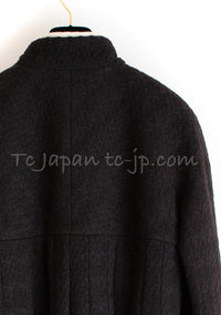 CHANEL 18PA 18B Brown Wool 100 Stand Collar Pleated Tweed Jacket 42 シャネル ブラウン ウール 100 スタンド カラー プリーツ ツイード ジャケット 即発