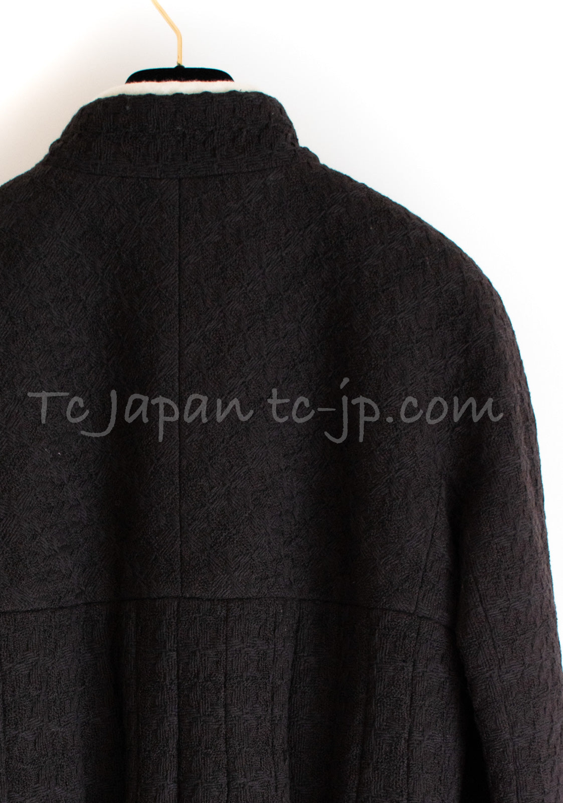 CHANEL 18PA 18B Brown Wool 100 Stand Collar Pleated Tweed Jacket 42 シャネル ブラウン ウール 100 スタンド カラー プリーツ ツイード ジャケット 即発
