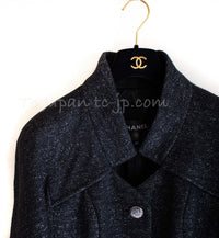 CHANEL 18PA Black Metallic Wool Thick Soft Jacket 40 シャネル ブラック メタリック 肉厚 ふんわり ウール ジャケット コート 即発