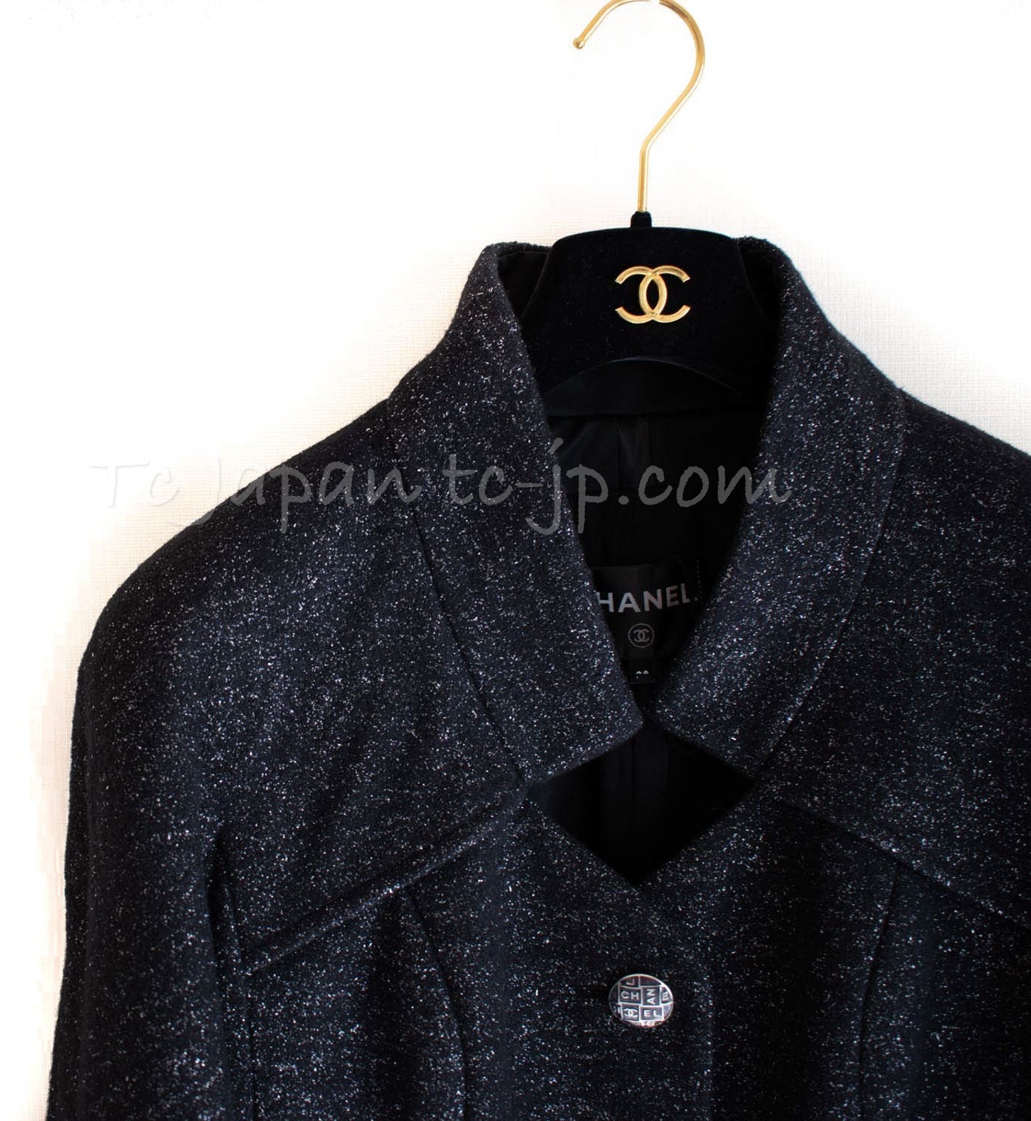 CHANEL 18PA Black Metallic Wool Thick Soft Jacket 40 シャネル ブラック メタリック 肉厚 ふんわり ウール ジャケット コート 即発