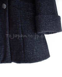 CHANEL 18PA Black Metallic Wool Thick Soft Jacket 40 シャネル ブラック メタリック 肉厚 ふんわり ウール ジャケット コート 即発