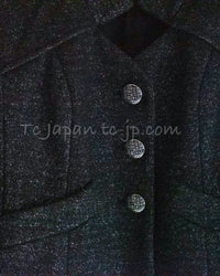 CHANEL 18PA Black Metallic Wool Thick Soft Jacket 40 シャネル ブラック メタリック 肉厚 ふんわり ウール ジャケット コート 即発