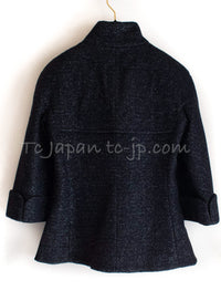 CHANEL 18PA Black Metallic Wool Thick Soft Jacket 40 シャネル ブラック メタリック 肉厚 ふんわり ウール ジャケット コート 即発