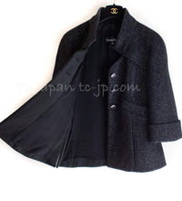 CHANEL 18PA Black Metallic Wool Thick Soft Jacket 40 シャネル ブラック メタリック 肉厚 ふんわり ウール ジャケット コート 即発
