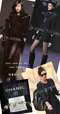 CHANEL 07PF Black Blue Metallic Braid Trim Wool Cashmere Tweed Dress 36 シャネル ブラック ブルー メタリック ブレイドトリム ウール カシミア ツイード ワンピース 即発