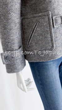 CHANEL 21B Gray Silver Wool Alpaca Blouson Duffel Coat 36 38 シャネル グレー シルバー ウール アルパカ ブルゾン ダッフル コート 即発