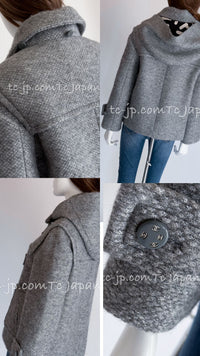 CHANEL 21B Gray Silver Wool Alpaca Blouson Duffel Coat 36 38 42 44 46 シャネル グレー シルバー ウール アルパカ ブルゾン ダッフル コート 即発