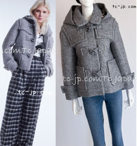 CHANEL 21B Gray Silver Wool Alpaca Blouson Duffel Coat 36 38 42 44 46 シャネル グレー シルバー ウール アルパカ ブルゾン ダッフル コート 即発