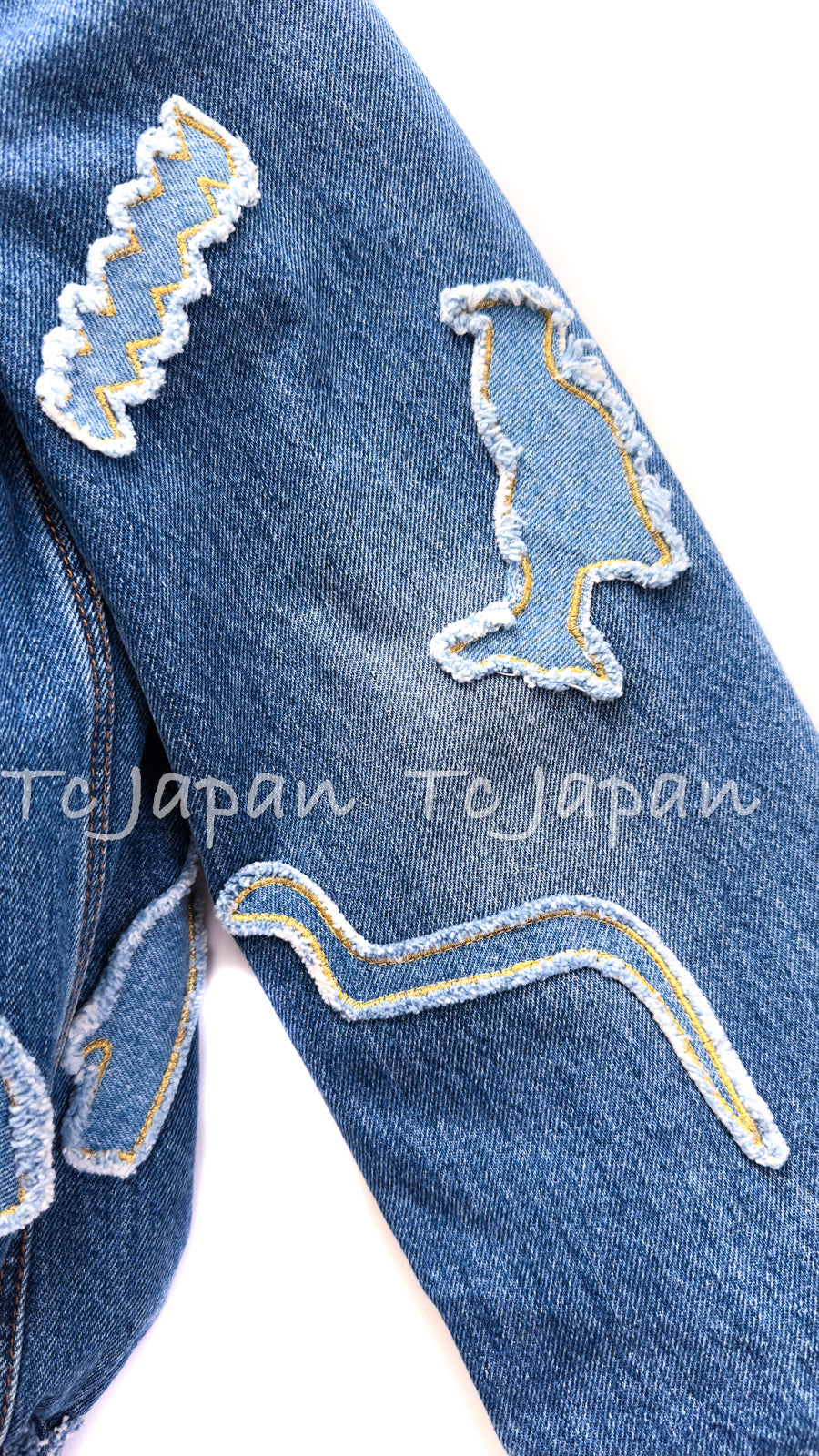 CHANEL 19PF Blue Denim Double Jacket Coat 34 36 38 シャネル ブルー デニム ボア襟 ジャケット コート 即発