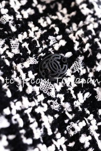 CHANEL 09S Black White Wool Cotton Tweed Skirt 34 シャネル ブラック ホワイト ウール コットン ツイード スカート 即発