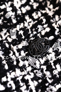 CHANEL 09S Black White Wool Cotton Tweed Skirt 34 シャネル ブラック ホワイト ウール コットン ツイード スカート 即発