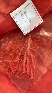CHANEL 06C Coral Orange Lace Dress with Ruffle with Camellia 38 シャネル コーラル オレンジ カメリア付 レース ワンピース 即発