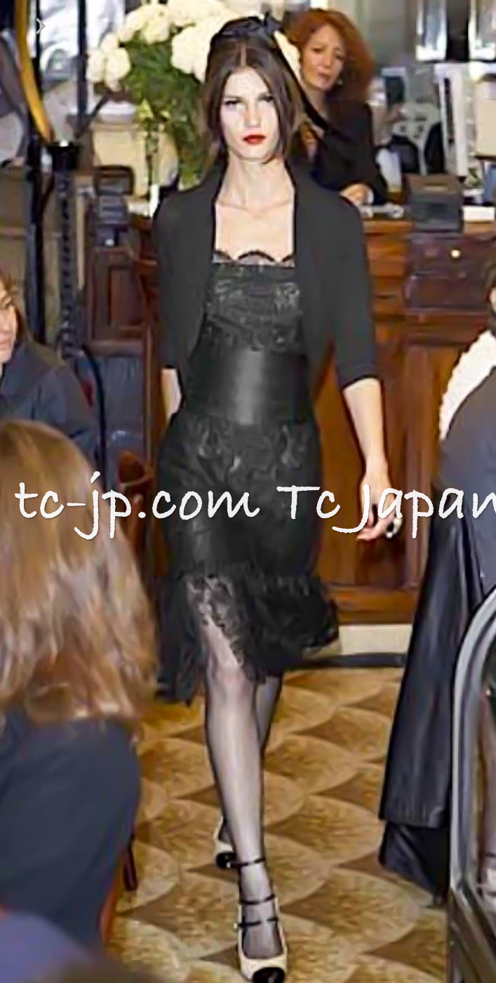CHANEL 06C Coral Orange Lace Dress with Ruffle with Camellia 38 シャネル コーラル オレンジ カメリア付 レース ワンピース 即発