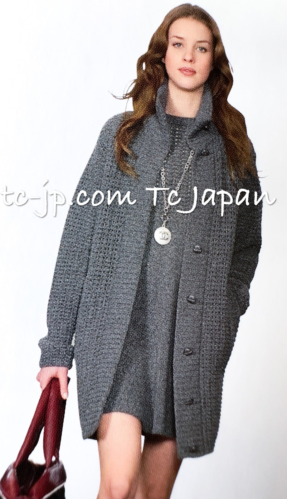 CHANEL 09A Gray Wool Cashmere CC Logo Knit Dress 36 38 シャネル  グレー・ウール・カシミアCCロゴ・ニット・ワンピース 即発