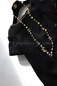 CHANEL 15PF Black Gold Trim Melton Wool 100 Dress 34 36 シャネル ブラック ゴールド トリム メルトン ウール ワンピース 即発