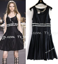 CAHNEL 07C Black White Keira Knightley Silk Tafta Cocktail Dress 36 38 シャネル ブラック ホワイト女優 キーラ ナイトレイ 着 シルク タフタ カクテル ドレス ワンピース 画像3