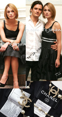 CHANEL 07C Black White Keira Knightley Silk Tafta Cocktail Dress 36 38 シャネル ブラック ホワイト女優 キーラ ナイトレイ 着 シルク タフタ カクテル ドレス ワンピース 即発