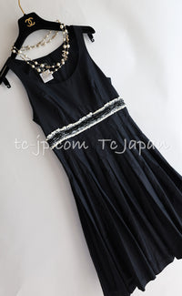 CAHNEL 07C Black White Keira Knightley Silk Tafta Cocktail Dress 36 38 シャネル ブラック ホワイト女優 キーラ ナイトレイ 着 シルク タフタ カクテル ドレス ワンピース 画像4