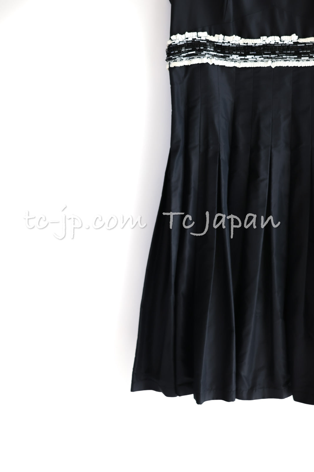 CAHNEL 07C Black White Keira Knightley Silk Tafta Cocktail Dress 36 38 シャネル ブラック ホワイト女優 キーラ ナイトレイ 着 シルク タフタ カクテル ドレス ワンピース 画像5