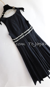 CHANEL 07C Black White Keira Knightley Silk Tafta Cocktail Dress 36 38 シャネル ブラック ホワイト女優 キーラ ナイトレイ 着 シルク タフタ カクテル ドレス ワンピース 即発