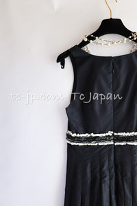 CHANEL 07C Black White Keira Knightley Silk Tafta Cocktail Dress 36 38 シャネル ブラック ホワイト女優 キーラ ナイトレイ 着 シルク タフタ カクテル ドレス ワンピース 即発