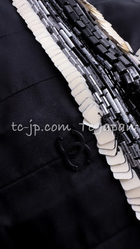 CHANEL 07C Black White Keira Knightley Silk Tafta Cocktail Dress 36 38 シャネル ブラック ホワイト女優 キーラ ナイトレイ 着 シルク タフタ カクテル ドレス ワンピース 即発