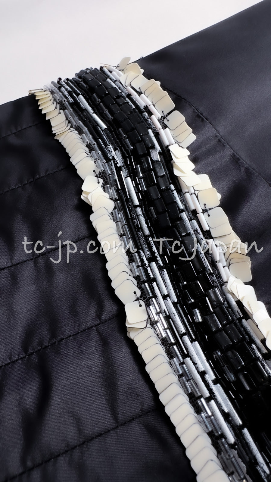CHANEL 07C Black White Keira Knightley Silk Tafta Cocktail Dress 36 38 シャネル ブラック ホワイト女優 キーラ ナイトレイ 着 シルク タフタ カクテル ドレス ワンピース 即発
