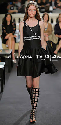 CHANEL 07C Black White Keira Knightley Silk Tafta Cocktail Dress 36 38 シャネル ブラック ホワイト女優 キーラ ナイトレイ 着 シルク タフタ カクテル ドレス ワンピース 即発