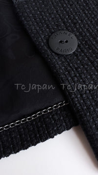 CHANEL 15S Keira Knightley Black Lace Cotton Tweed Jacket CC Button 46 シャネル  キーラ ナイトレイ着用 ブラック ツイード ジャケット ココボタン 希少サイズ  即発