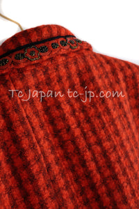 CHANEL 90A Vintage Campaign Ad Limited Red Beads Trim Tweed Jacket 42 44 シャネル ヴィンテージ レッド キャンペーン広告 限定品 ビーズトリム ウール ツイード ジャケット