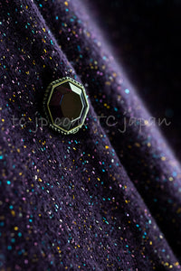 CHANEL 12A Purple Knit Cashmere Cardigan Gripox Buttons 38 40 シャネル パープル ニット カシミア カーディガン グリポワ宝石ボタン 即発