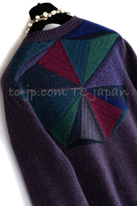 CHANEL 12A Purple Knit Cashmere Cardigan Gripox Buttons 38 40 シャネル パープル ニット カシミア カーディガン グリポワ宝石ボタン 即発