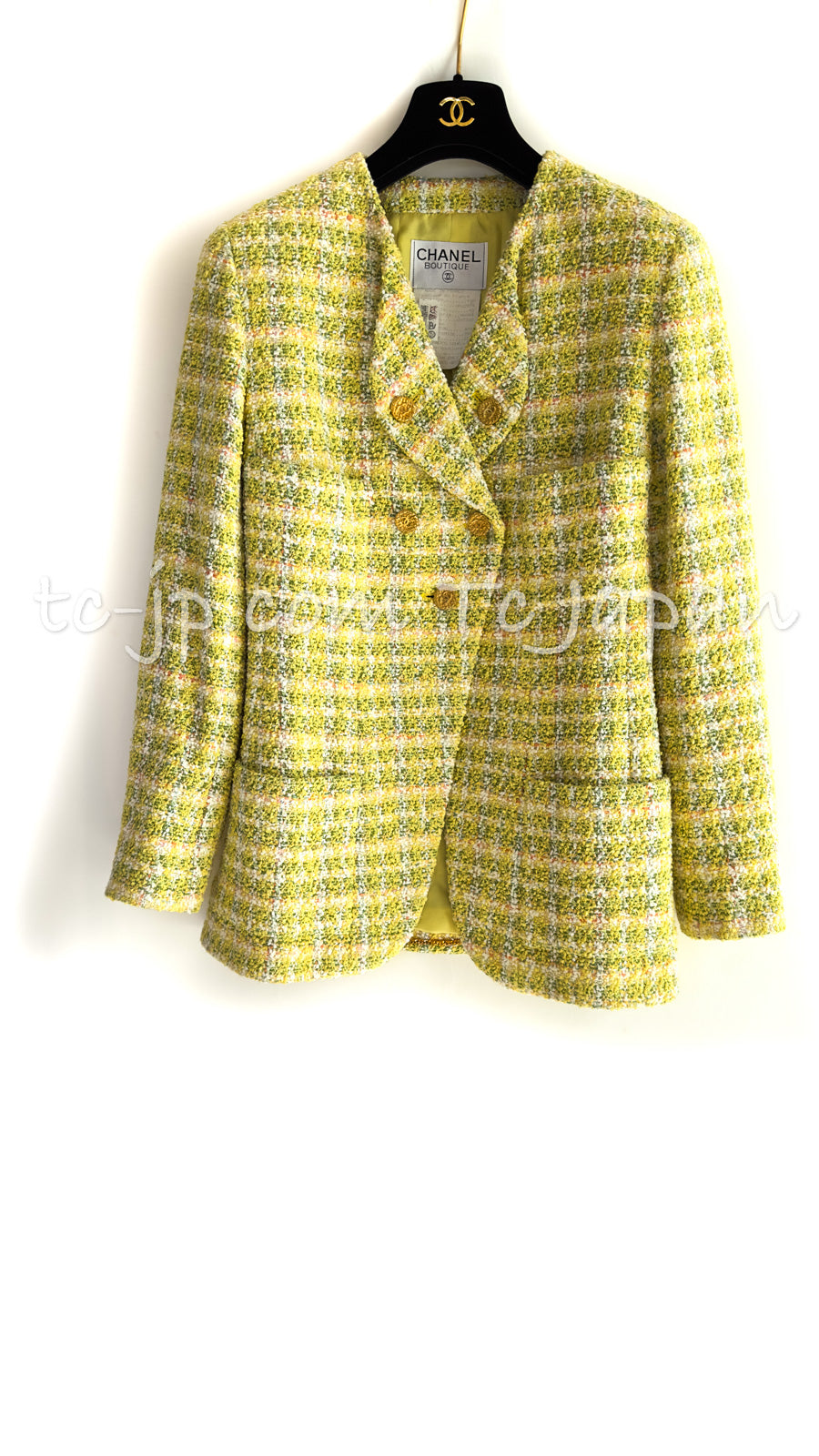 CHANEL 94S Vintage Documented Yellow ICONIC Cindy Crawford Jacket 40 シャネル ヴィンテージ イエローミックス スーパーモデル ジャケット 即発