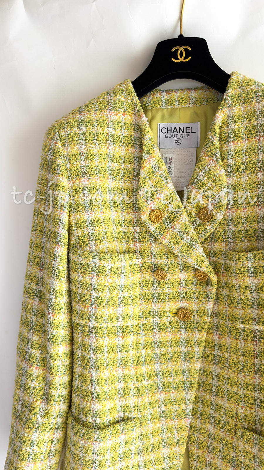 CHANEL 94S Vintage Documented Yellow ICONIC Cindy Crawford Jacket 40 シャネル ヴィンテージ イエローミックス スーパーモデル ジャケット 即発