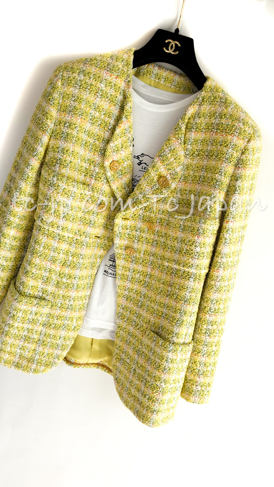 CHANEL 94S Vintage Documented Yellow ICONIC Cindy Crawford Jacket 40 シャネル ヴィンテージ イエローミックス スーパーモデル ジャケット 即発