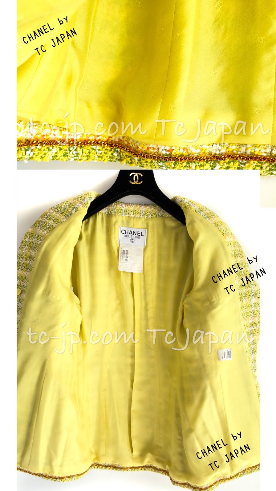 CHANEL 94S Vintage Documented Yellow ICONIC Cindy Crawford Jacket 40 シャネル ヴィンテージ イエローミックス スーパーモデル ジャケット 即発